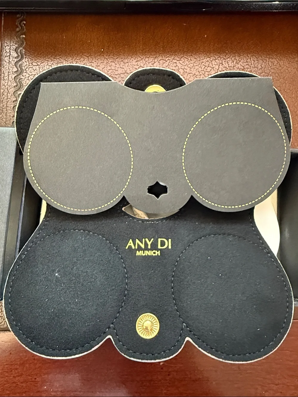Cream Eye-Motif Leather Glasses Case with Blue Eyes ANY DI Munich